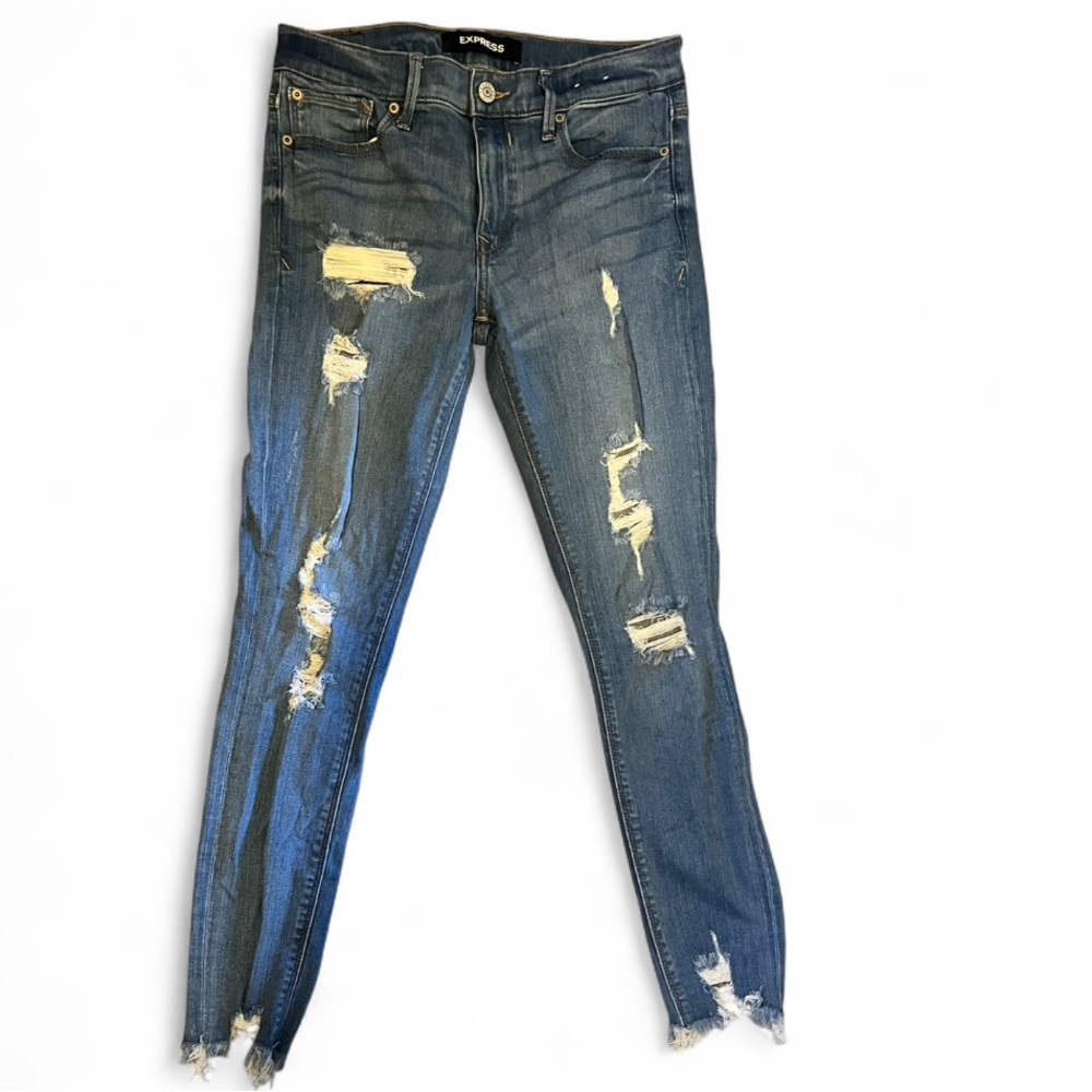 Express Mid Rise Distressed Ankle Legging Jeans | Size 6R